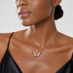 14K Enameled Butterfly Pendant - Model Shot