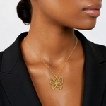 14k Filigree Butterfly Pendant - Model Shot