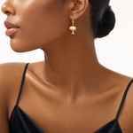 14K Palm Tree Leverback Earrings - Model Shot