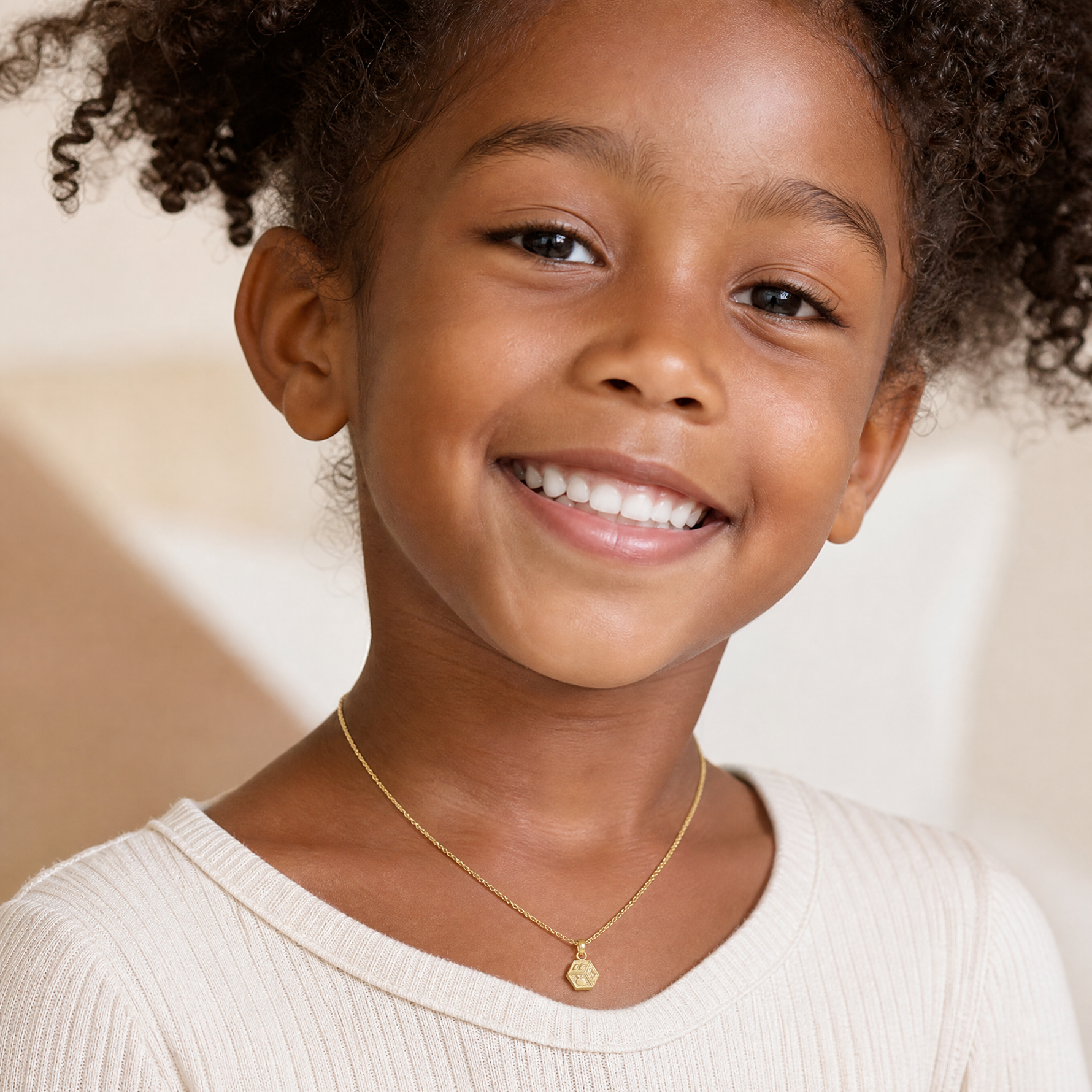 14k Baby Block Charm - Model Shot