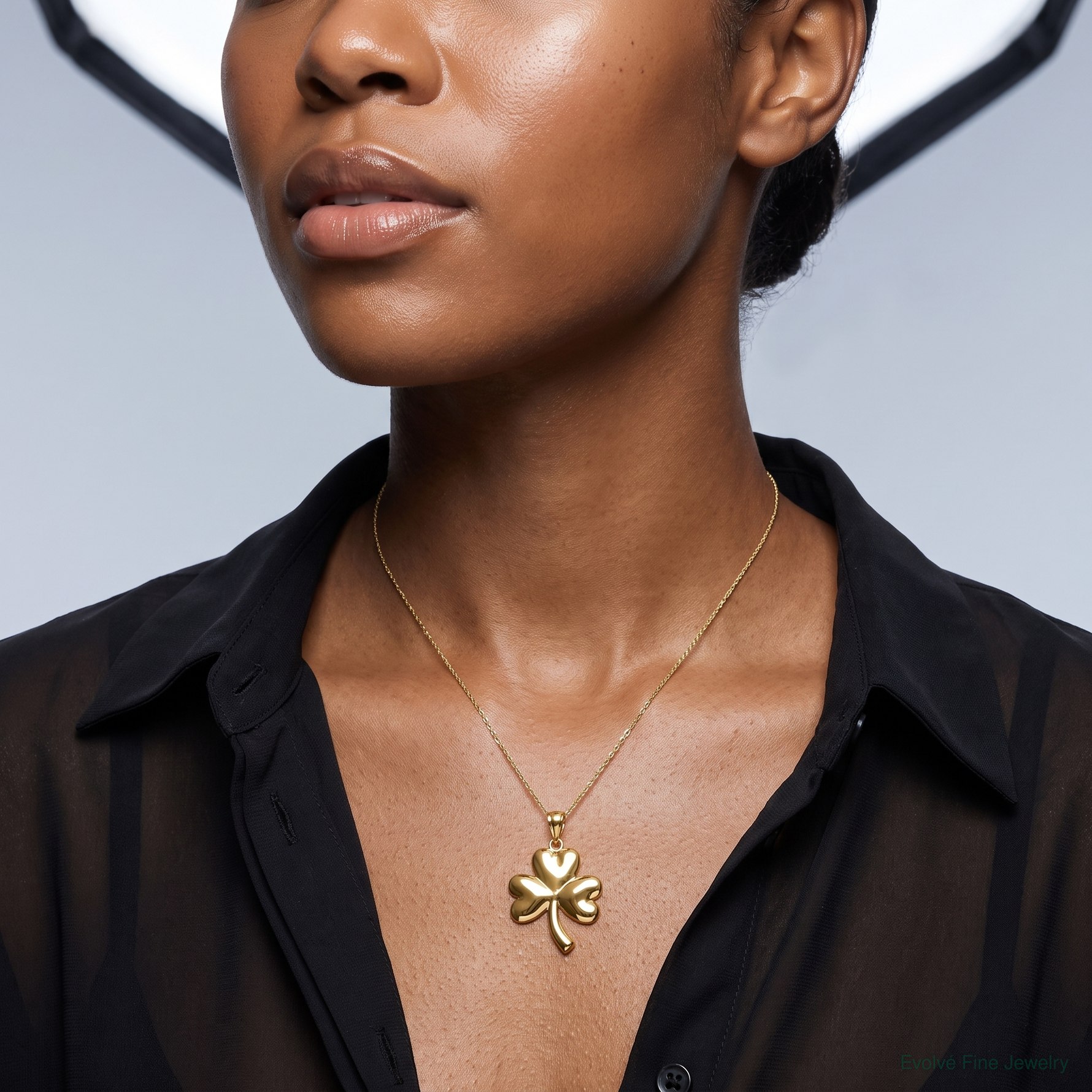 14k Shamrock Charm - Model Shot
