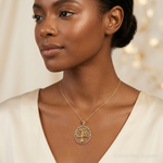 14k w/Rhodium Filigree Tree of Life Pendant - Model Shot