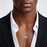 14k White Gold Polished Dog Charm - Model Shot