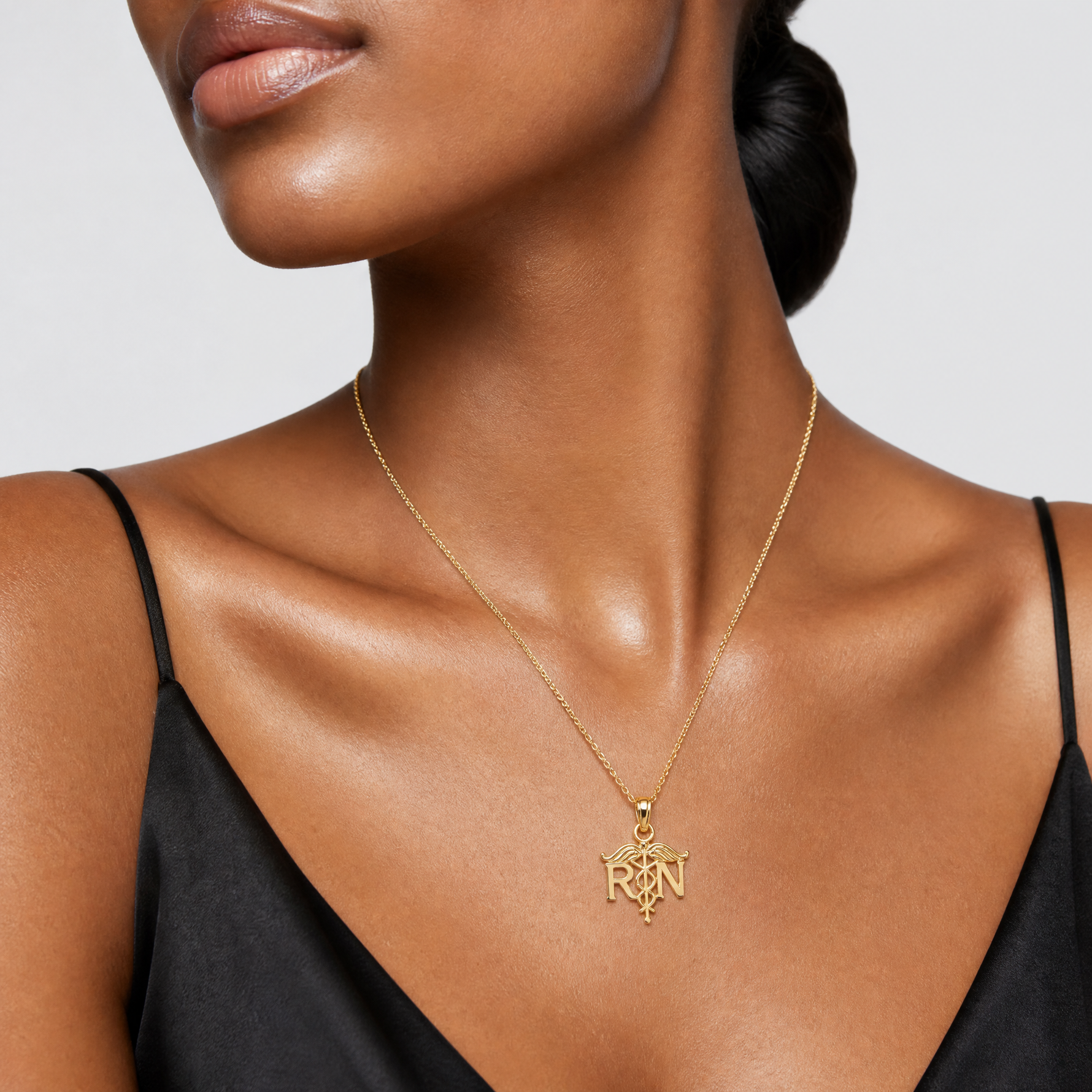 14k RN Registered Nurse Pendant - Model Shot