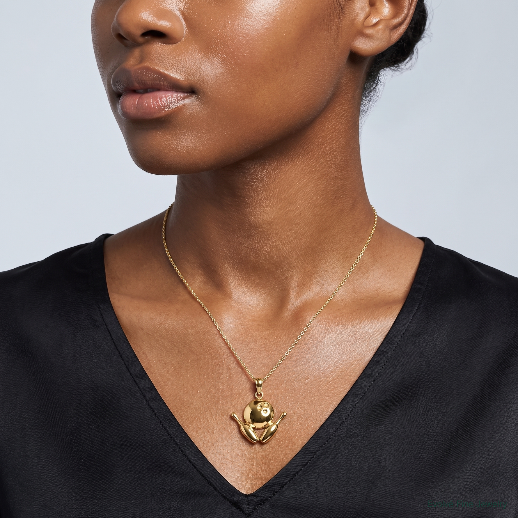 14k Bowling Theme Charm - Model Shot