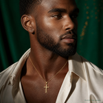14K Polished Hollow Cross Pendant - Model Shot