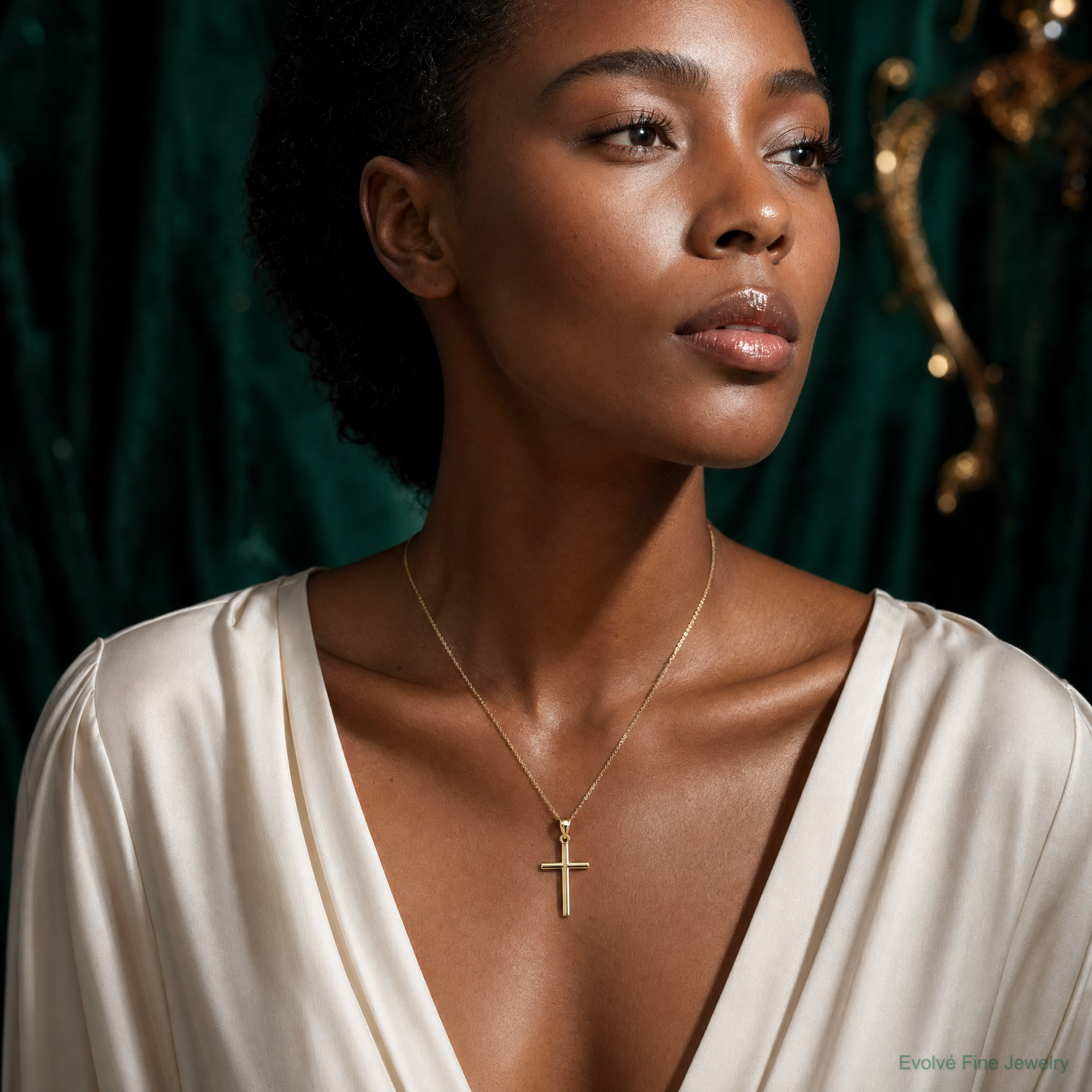 14k Cross Pendant - Model Shot