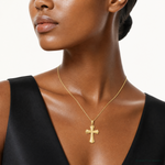 14k Passion Cross Pendant - Model Shot