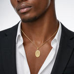 14k Saint Christopher Medal Pendant - Model Shot