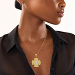 14k Two-tone Saint Florian Medal Pendant - Model Shot