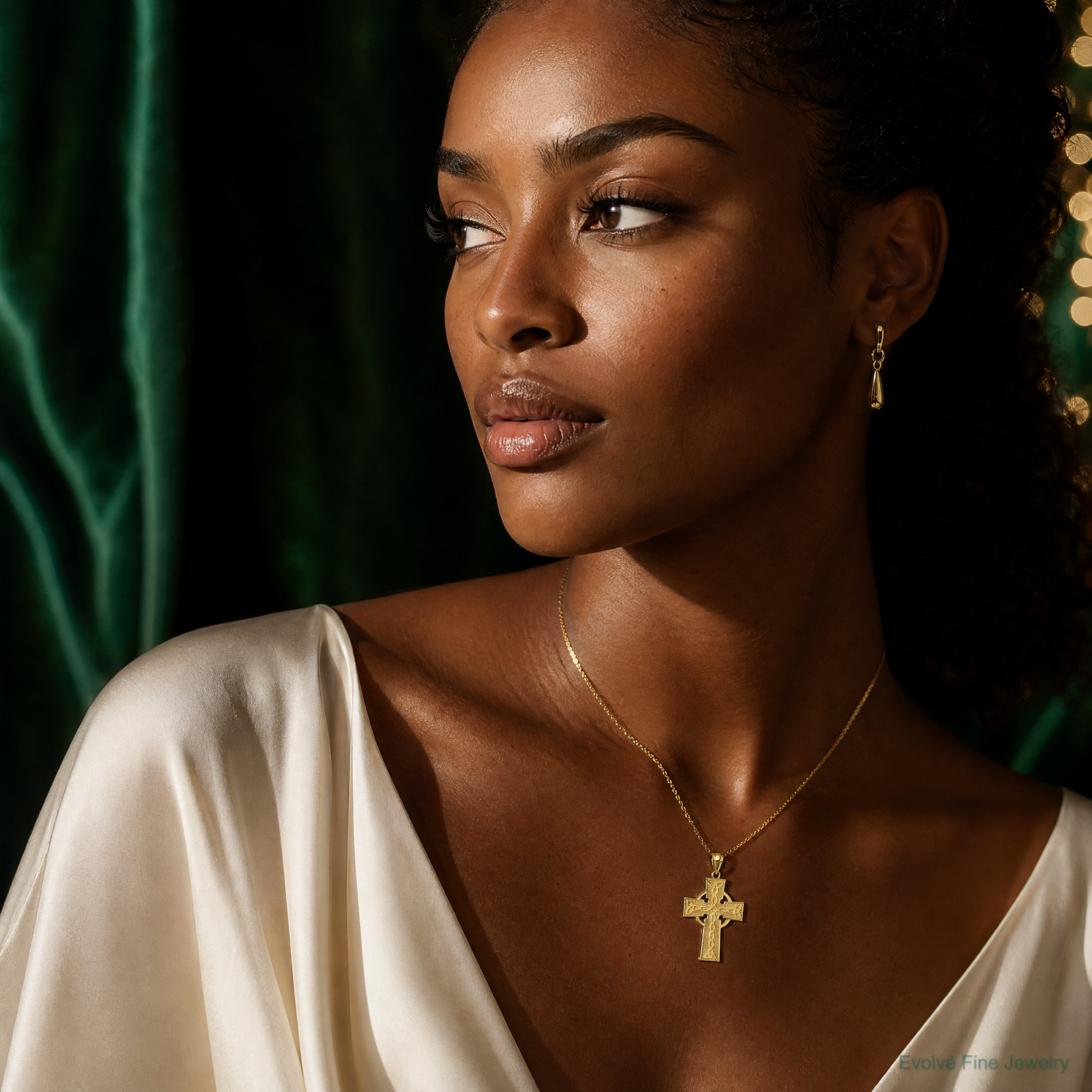 14k Celtic Cross Pendant - Model Shot