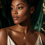 14k Satin Diamond-cut Rose Chain Slide - Model Shot