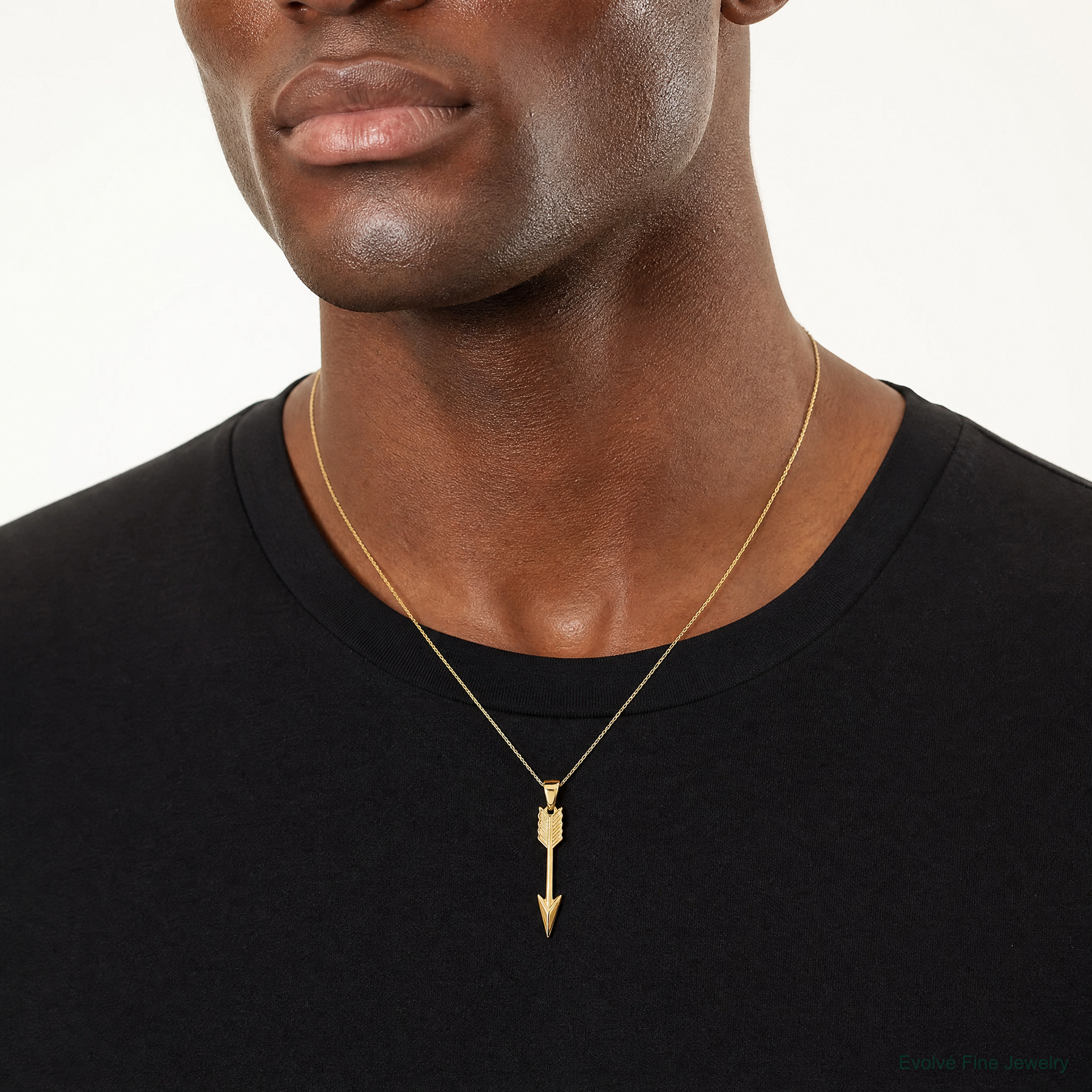 14K Polished 3D Arrow Pendant - Model Shot