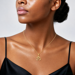 14k Gold Polished Om Symbol Pendant - Model Shot