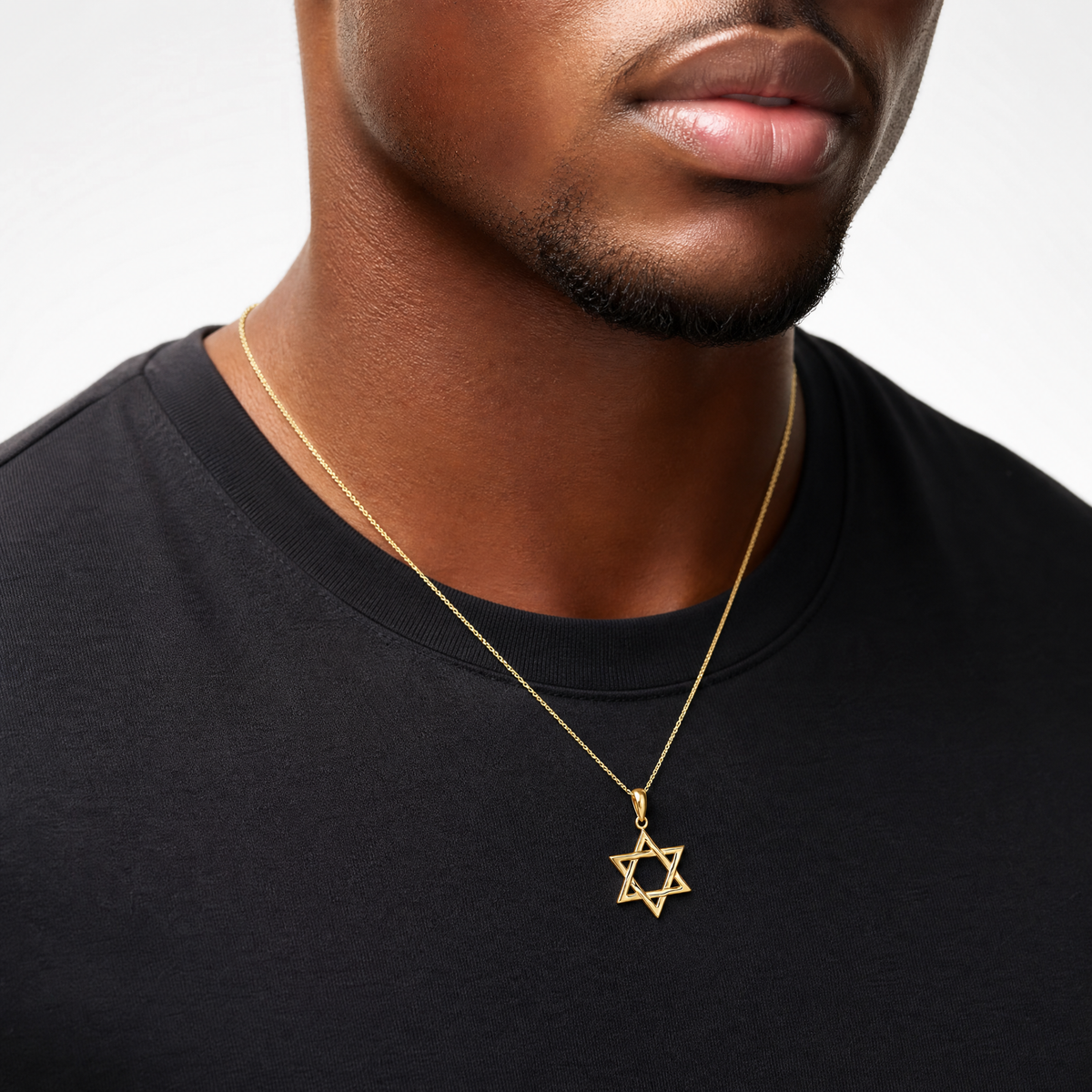 14K Star of David Pendant - Model Shot