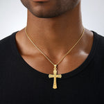 14k Polished Satin and D/C Crucifix Pendant - Model Shot