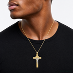 14k Two-Tone St. Benedict Medal Crucifix Cross Pendant - Model Shot