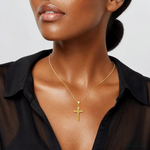 14K Polished Crucifix Cross Pendant - Model Shot