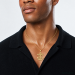 14K Polished Textured Mariners Crucifix Pendant - Model Shot