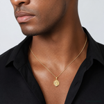 14K Gold Polished Small Jesus Head With Crown Pendant - Model Shot
