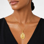 14K Polished D/C Sagrado Corazon Oval Pendant - Model Shot