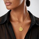 14K Polished D/C Lady Of Guadalupe Circle Pendant - Model Shot