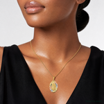 14K w/Rhodium D/C Lady Of Guadalupe Oval Pendant - Model Shot