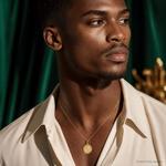 14K Polished And Satin St Christopher Medal Pendant - Model Shot