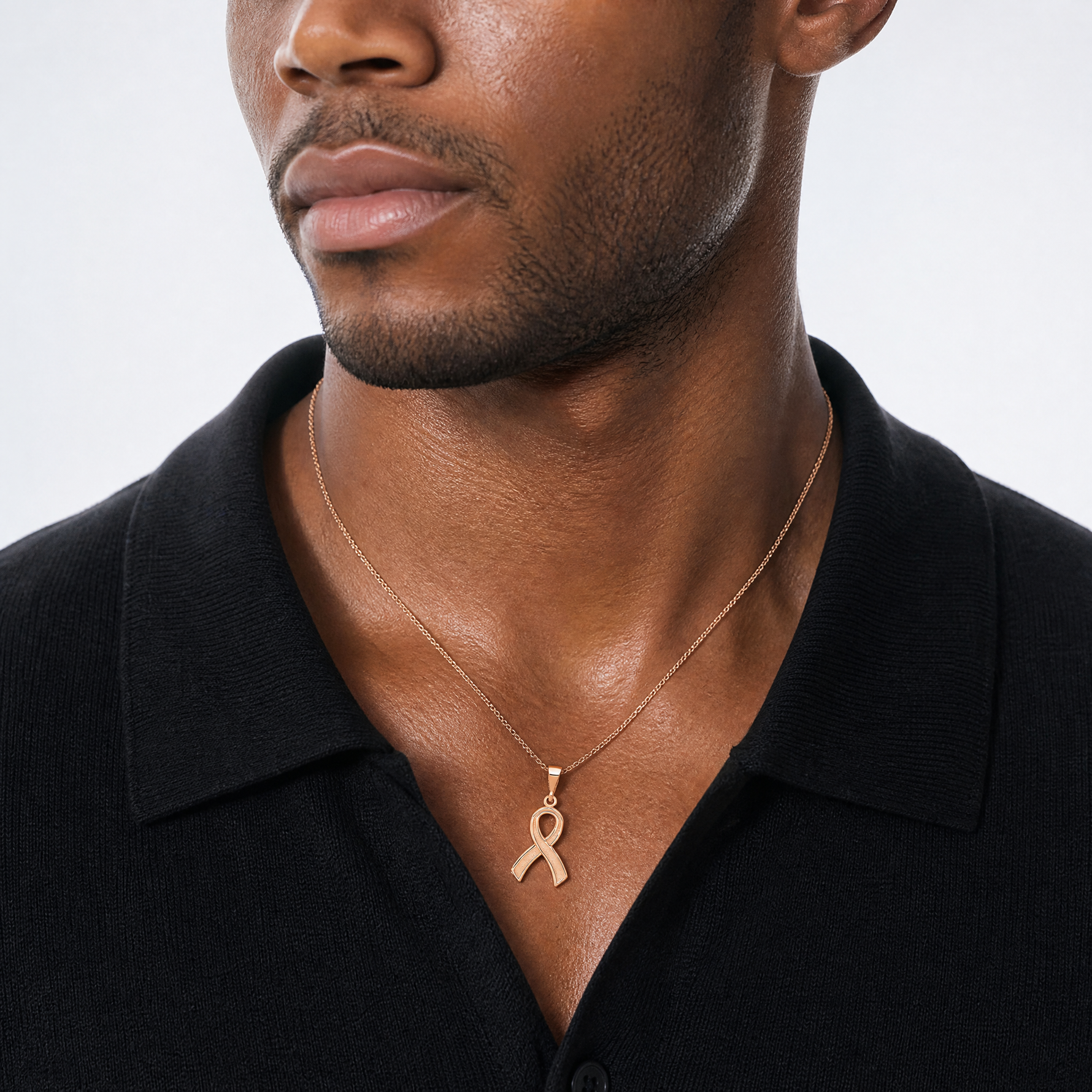 14k Rose Gold Awareness Pendant - Model Shot