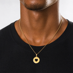 14K Polished Cut-out Heart Circle Disc Pendant - Model Shot