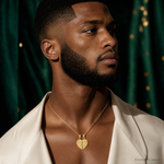 14k Break Apart Diamond-cut TE AMO Heart Pendant - Model Shot