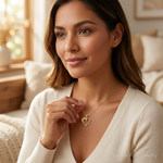 14k Polished MOM in Heart w/Infinity Symbol Pendant - Model Shot