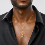 14k Polished Small Angel w/Heart Pendant - Model Shot
