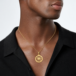 14k Diamond-cut Polished Compass Pendant - Model Shot