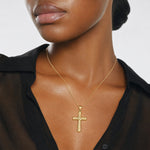 14k Hollow Cross Pendant - Model Shot