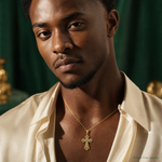 14k Polished Filigree Cross Pendant - Model Shot