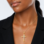 14k Two-Tone Polished Jesus Crucifix Pendant - Model Shot