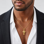 14K Reversible Crucifix Pendant - Model Shot