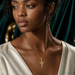 14k Two-tone Polished Crucifix Pendant - Model Shot