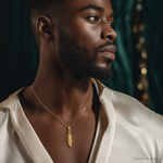 14k Polished Feather Pendant - Model Shot