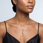 14k Hollow 3D Italian Horn Pendant - Model Shot
