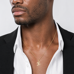 14KY Script Letter K Initial Pendant - Model Shot
