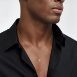 14K Polished Block Letter F Initial Pendant - Model Shot