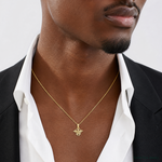 14K Textured Mini Butterfly Charm - Model Shot