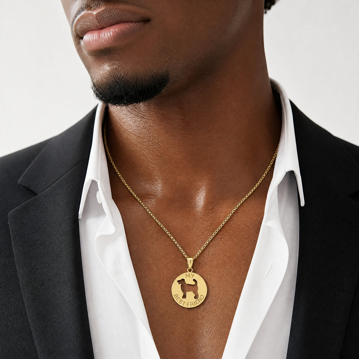14K MY BEST FRIEND w/Dog Charm - Model Shot