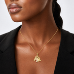 14K Textured Horse Head Charm - Model Shot