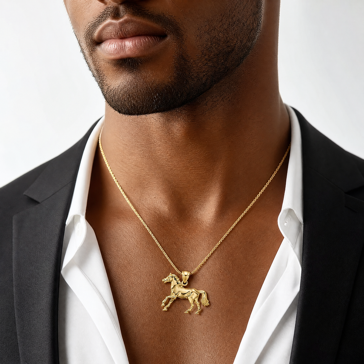 14K 3-D Horse Charm - Model Shot