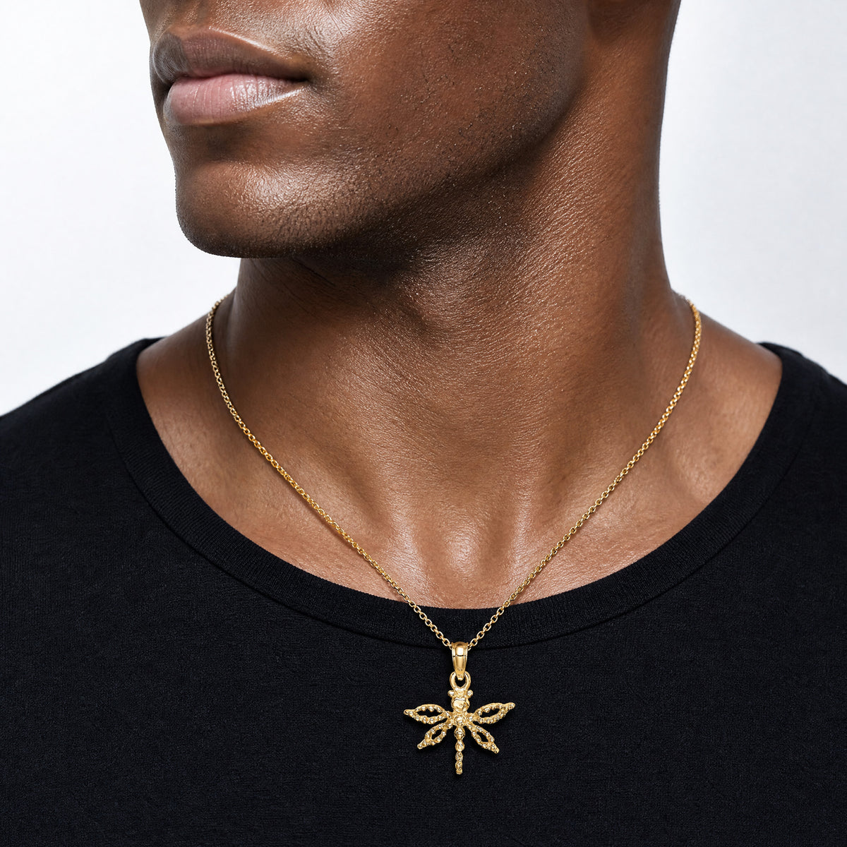 14K 2-D Mini Dragonfly w/Cut-out Wings Charm - Model Shot