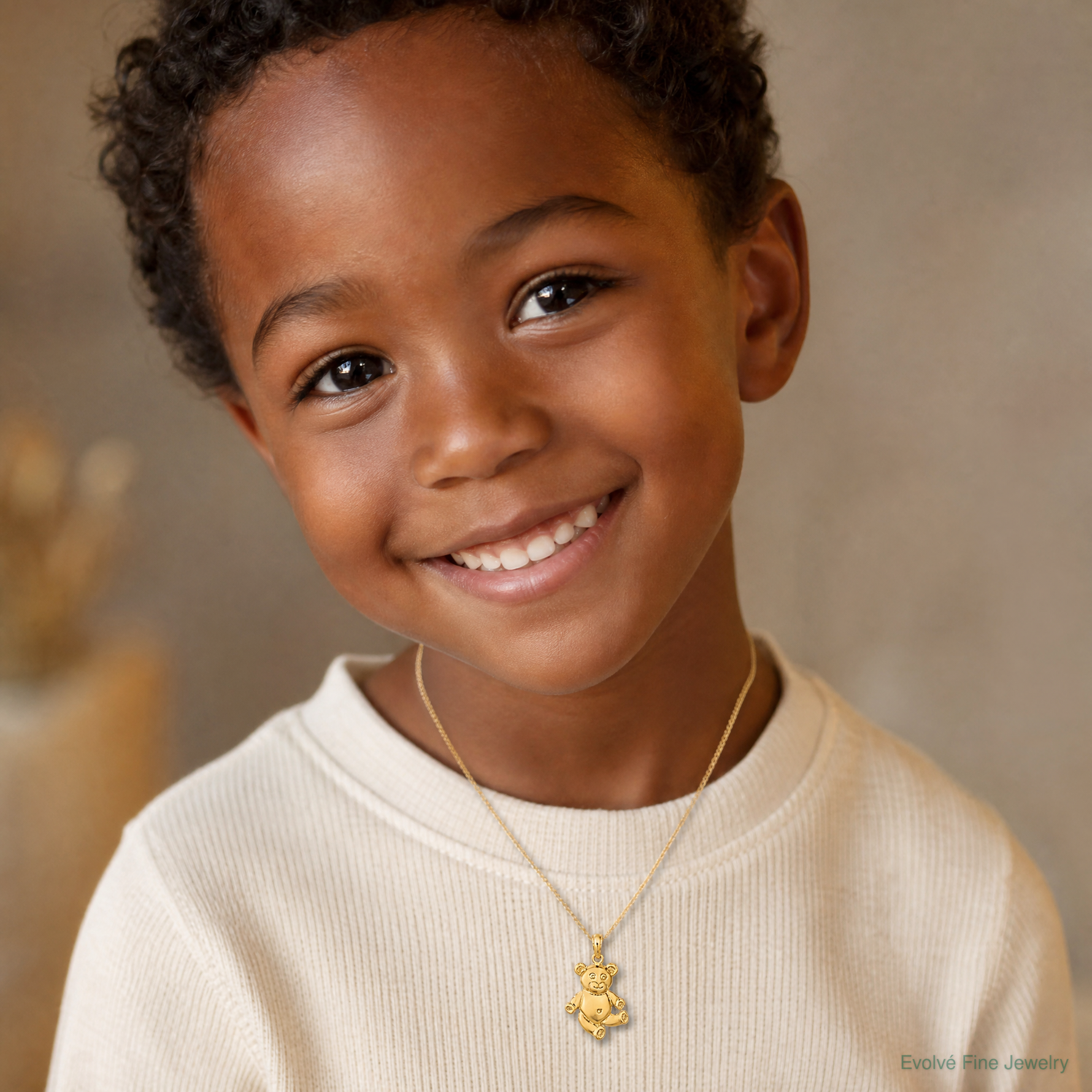 14k Reversible Teddy Bear Charm - Model Shot