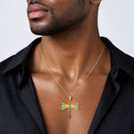 14K Multi Color Enamel Dragonfly Charm - Model Shot